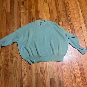 Free People Mint Green Oversized Ribbed Sweater